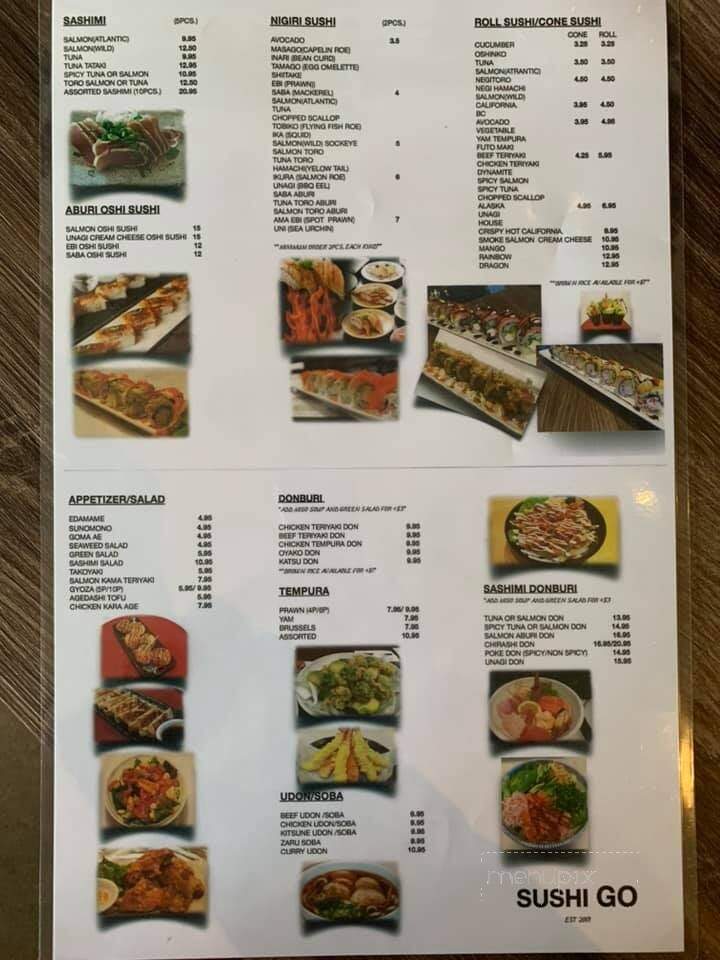 Sushi Go - Vancouver, BC menu_pic