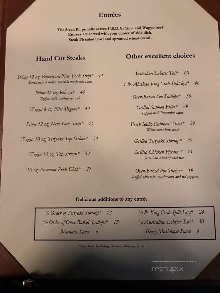 Steak Pit - Snowbird, UT menu_pic