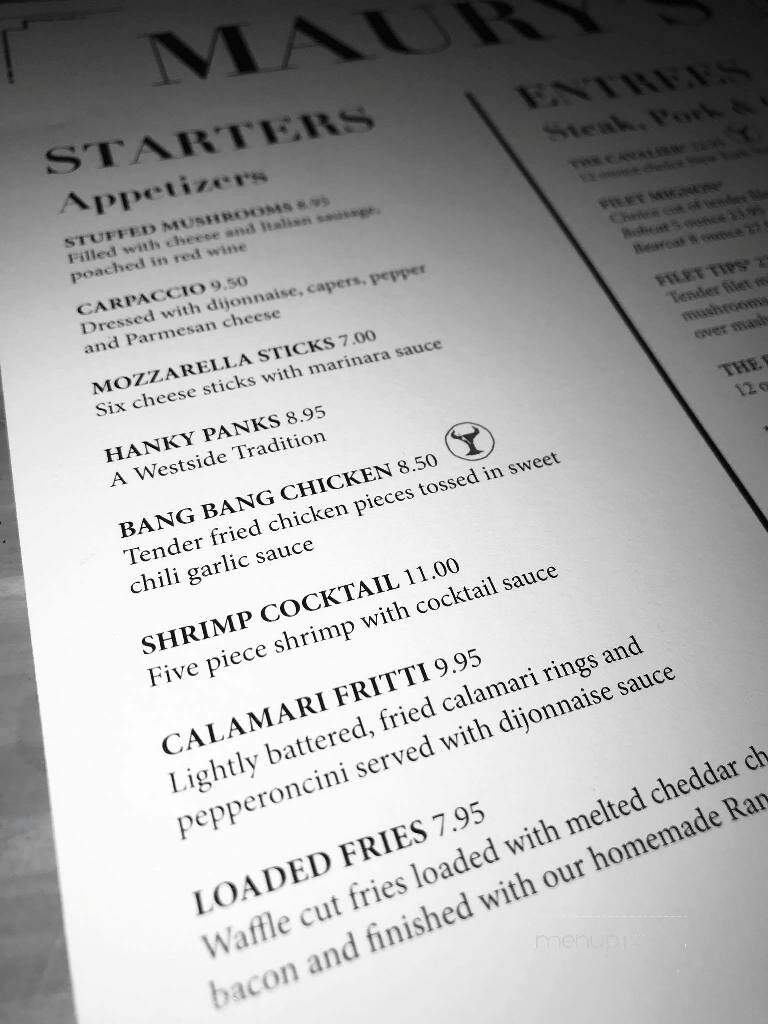 Maury's Tiny Cove Steak House - Cincinnati, OH menu_pic