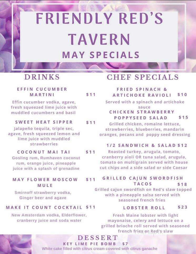 Red's Tavern - Windham, NH menu_pic