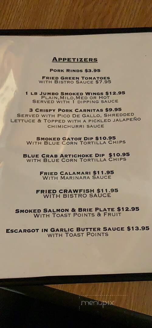 Blue Water Bay Restaurant - Melrose, FL menu_pic