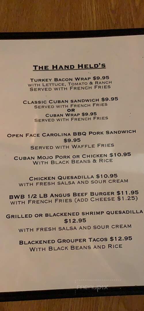 Blue Water Bay Restaurant - Melrose, FL menu_pic