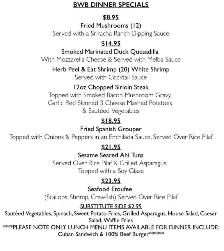 Blue Water Bay Restaurant - Melrose, FL menu_pic