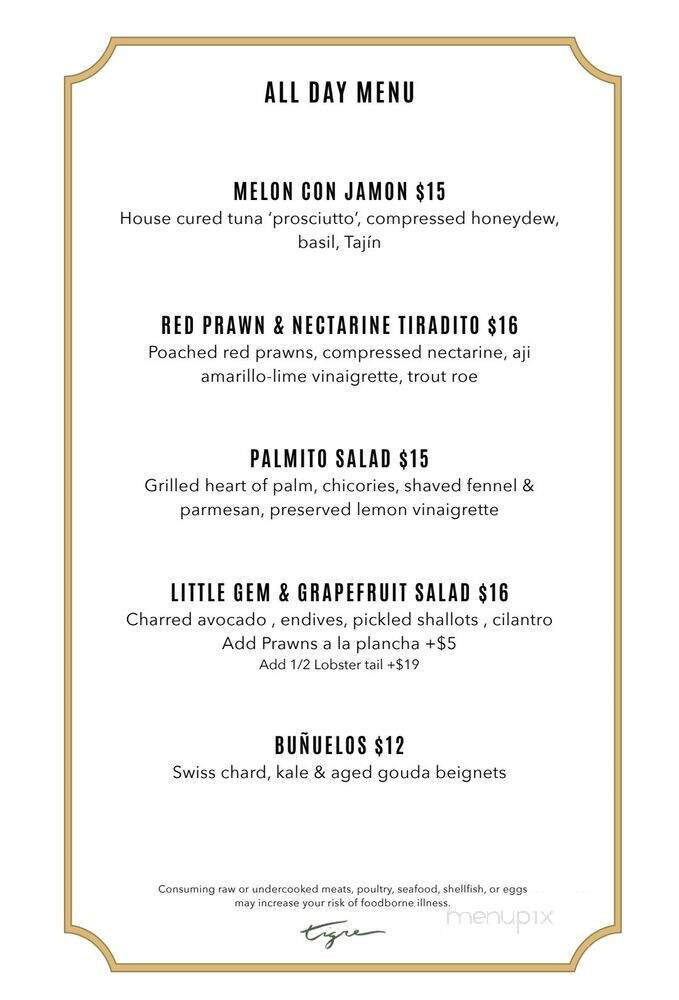 Tigre - Miami, FL menu_pic