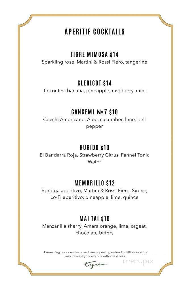 Tigre - Miami, FL menu_pic