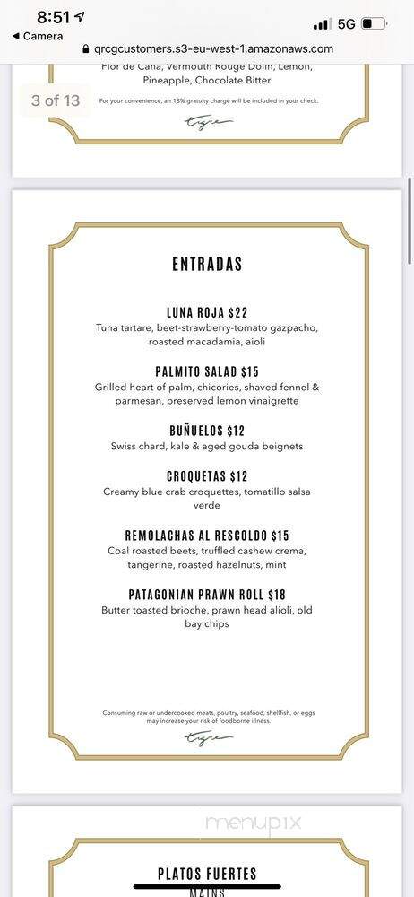 Tigre - Miami, FL menu_pic