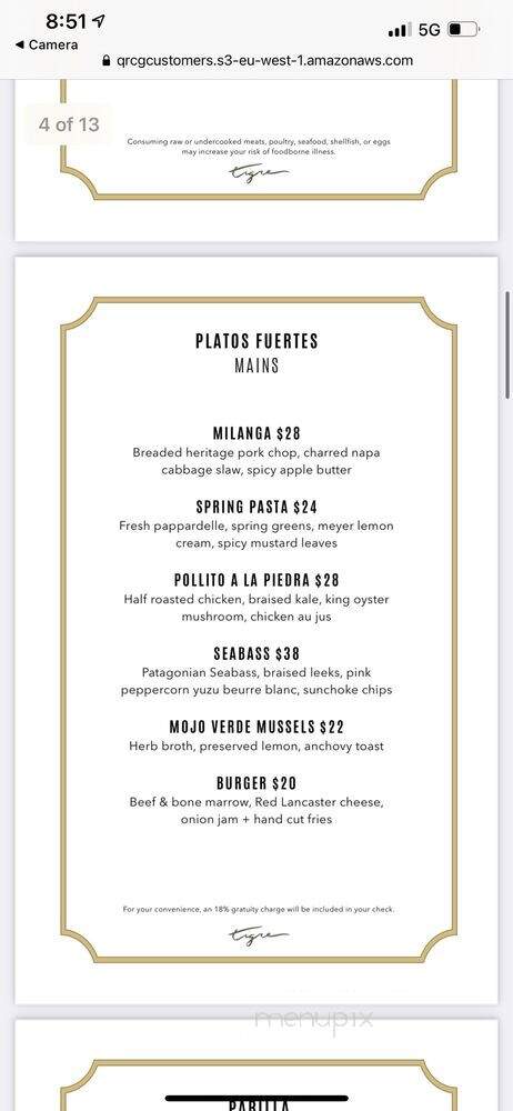 Tigre - Miami, FL menu_pic