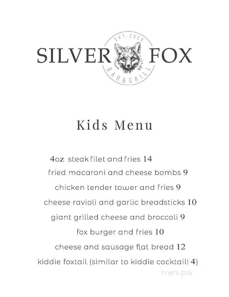 Silver Fox Bar & Grill - Yorkville, IL menu_pic