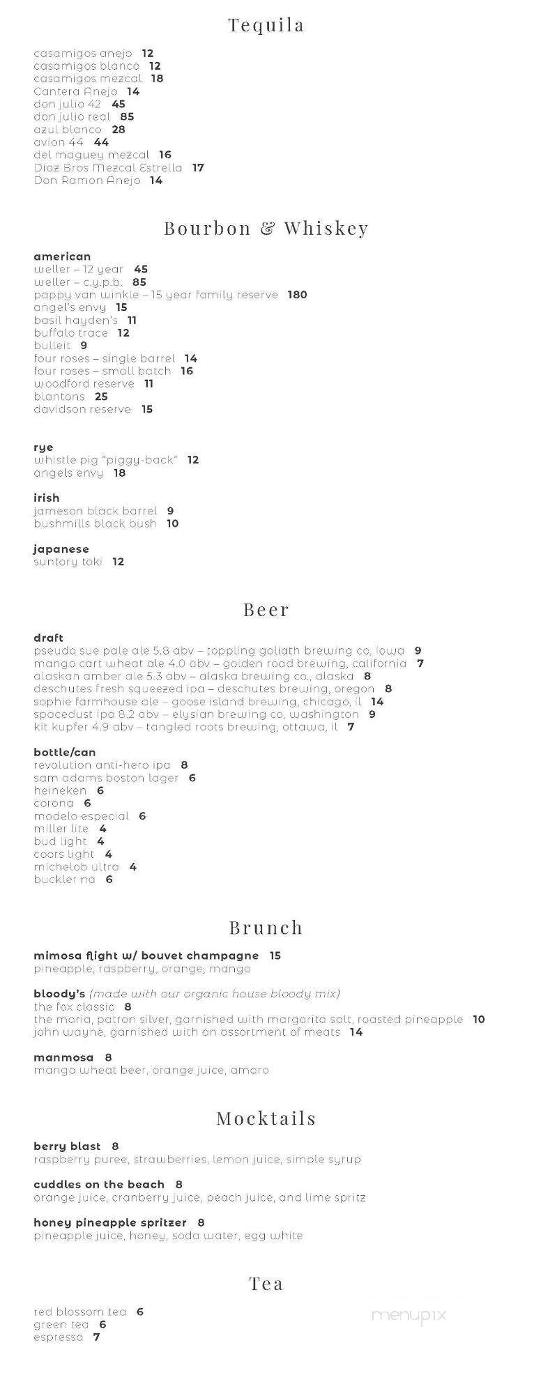 Silver Fox Bar & Grill - Yorkville, IL menu_pic