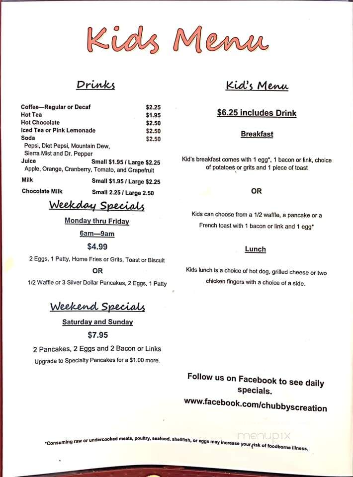 Chubbys Family Restaurant - Orlando, FL menu_pic