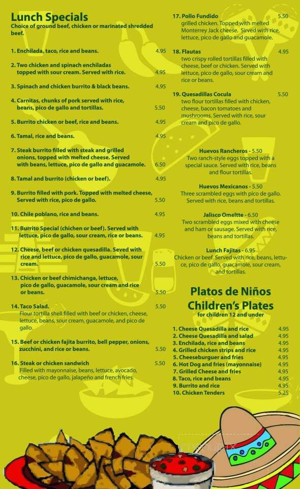 Cocula Mexican Grill - Columbus, NC menu_pic