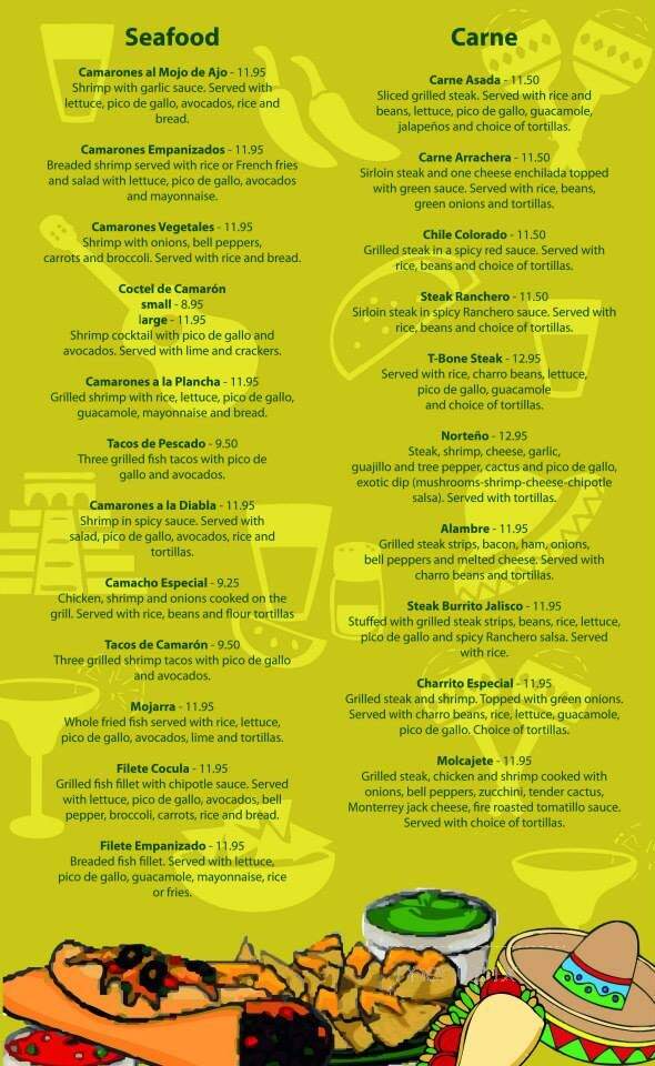 Cocula Mexican Grill - Columbus, NC menu_pic