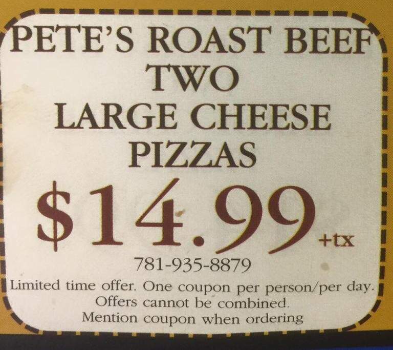 Pete's Roast Beef - Woburn, MA menu_pic