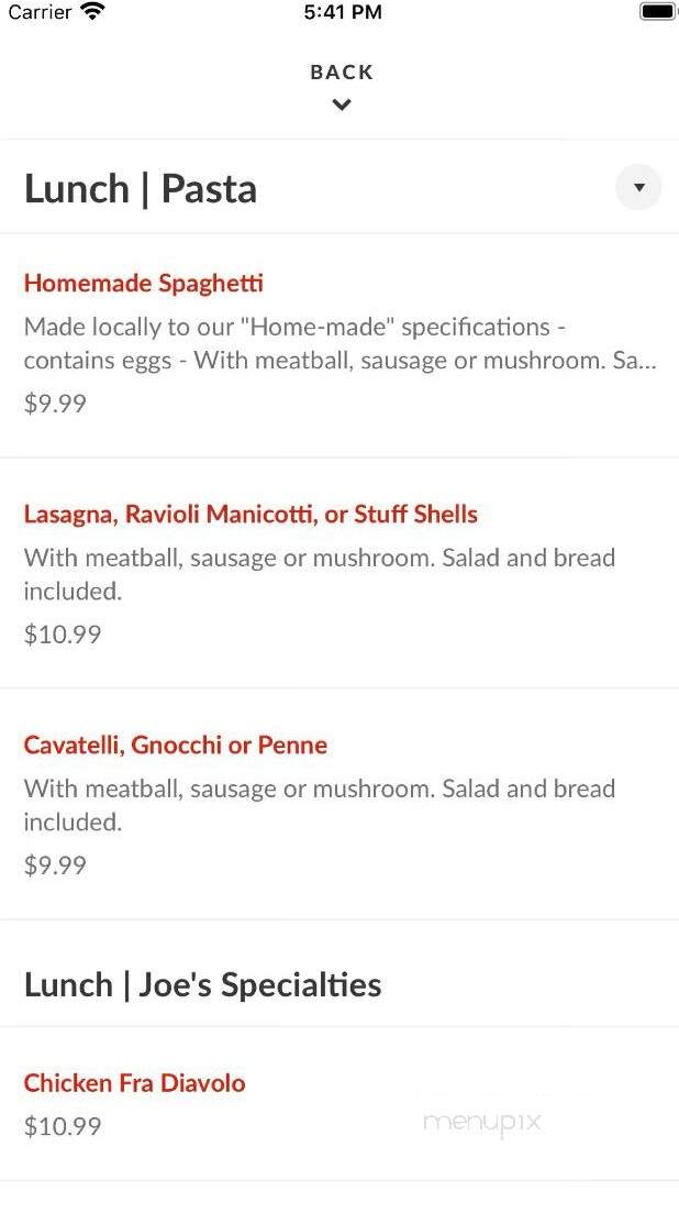 Joe Italiano's Maplewood - Moorestown, NJ menu_pic