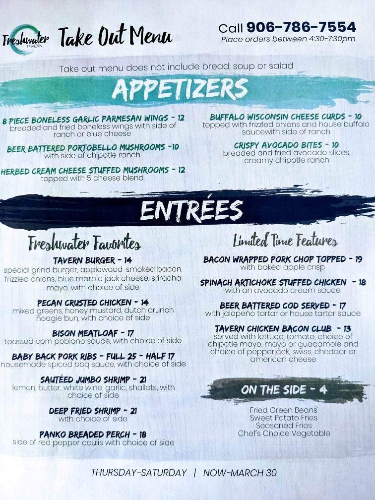 Terrace Bay Inn - Gladstone, MI menu_pic