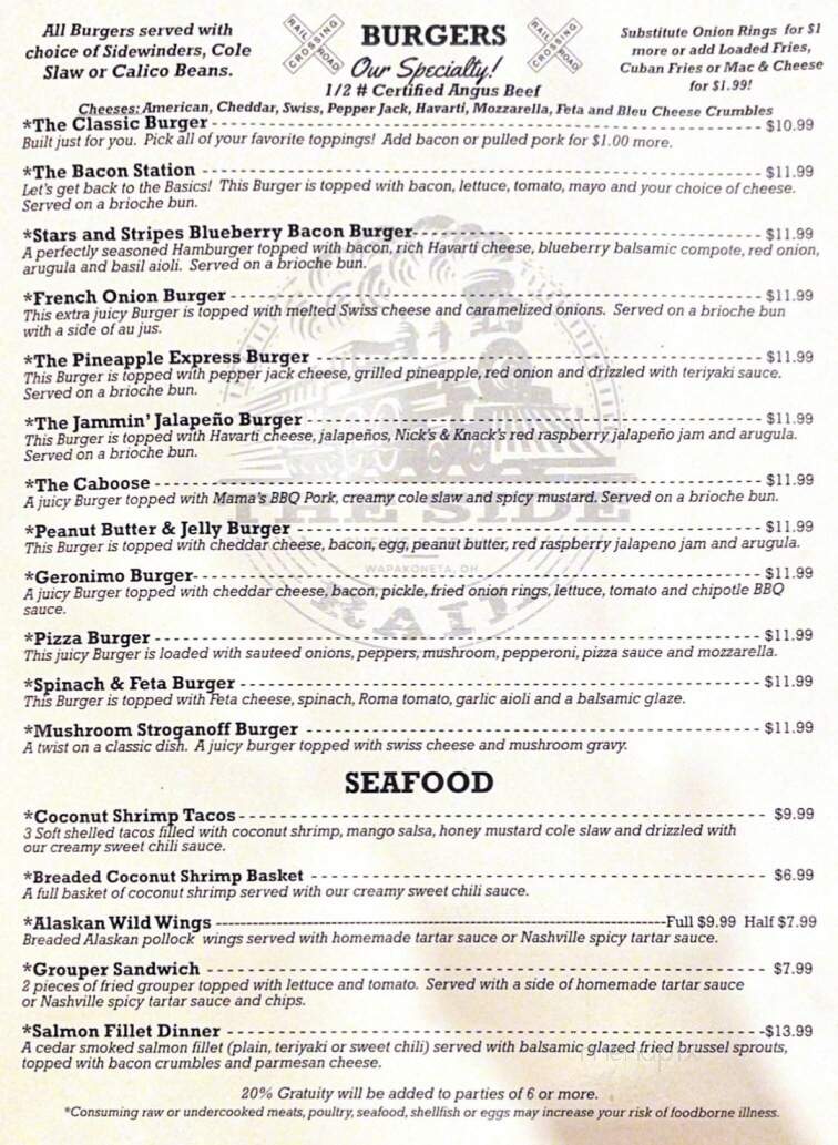 The Side Rail - Wapakoneta, OH menu_pic