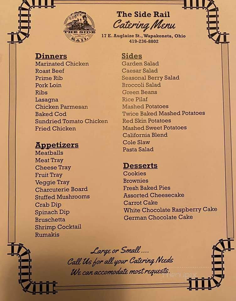 The Side Rail - Wapakoneta, OH menu_pic