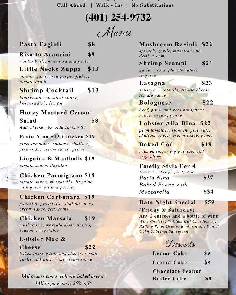 Roberto's Restaurant - Bristol, RI menu_pic