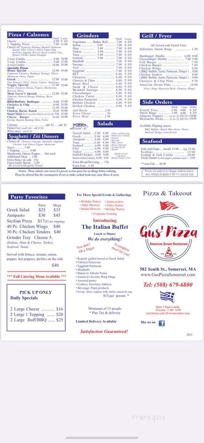 Gus's Pizza - Somerset, MA menu_pic