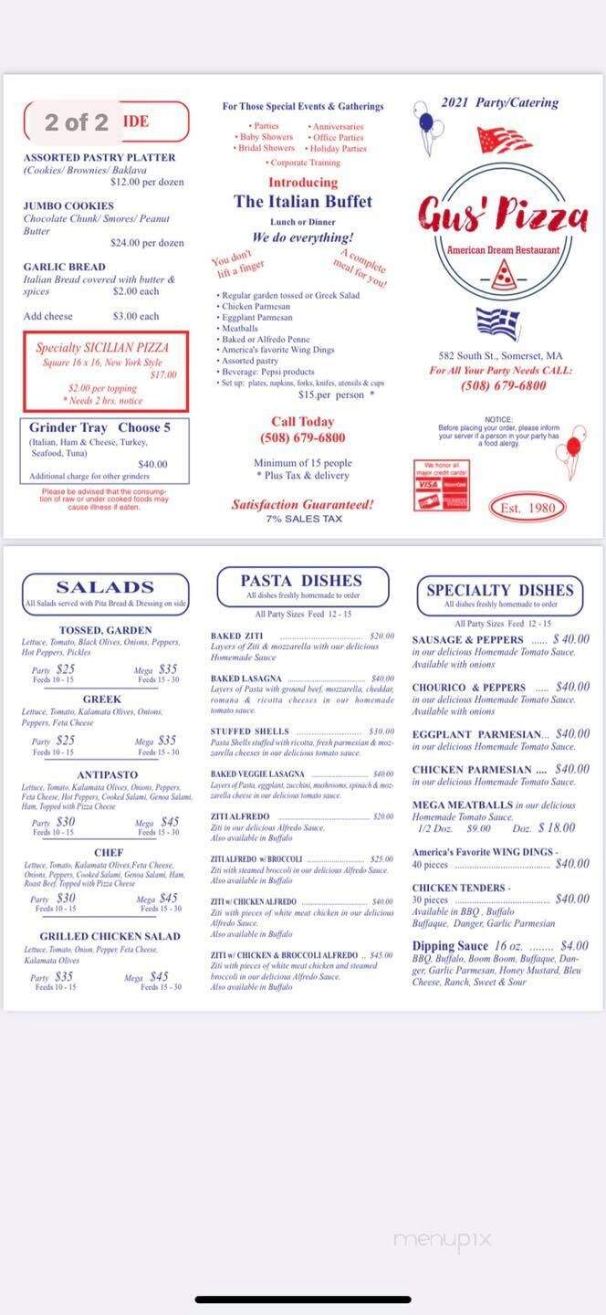 Gus's Pizza - Somerset, MA menu_pic