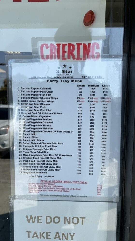3 Star Restaurant - Vallejo, CA menu_pic