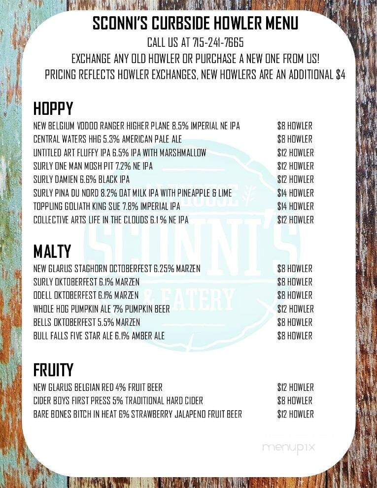 Sconni's Alehouse & Eatery - Schofield, WI menu_pic