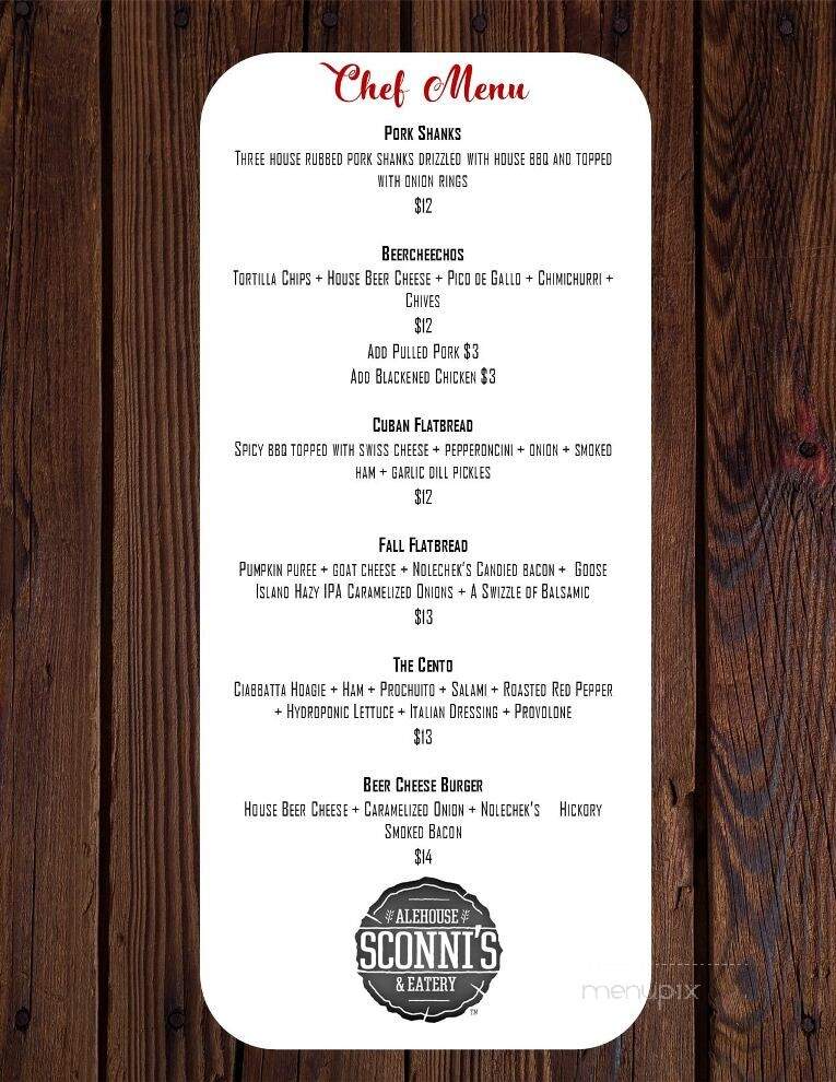 Sconni's Alehouse & Eatery - Schofield, WI menu_pic
