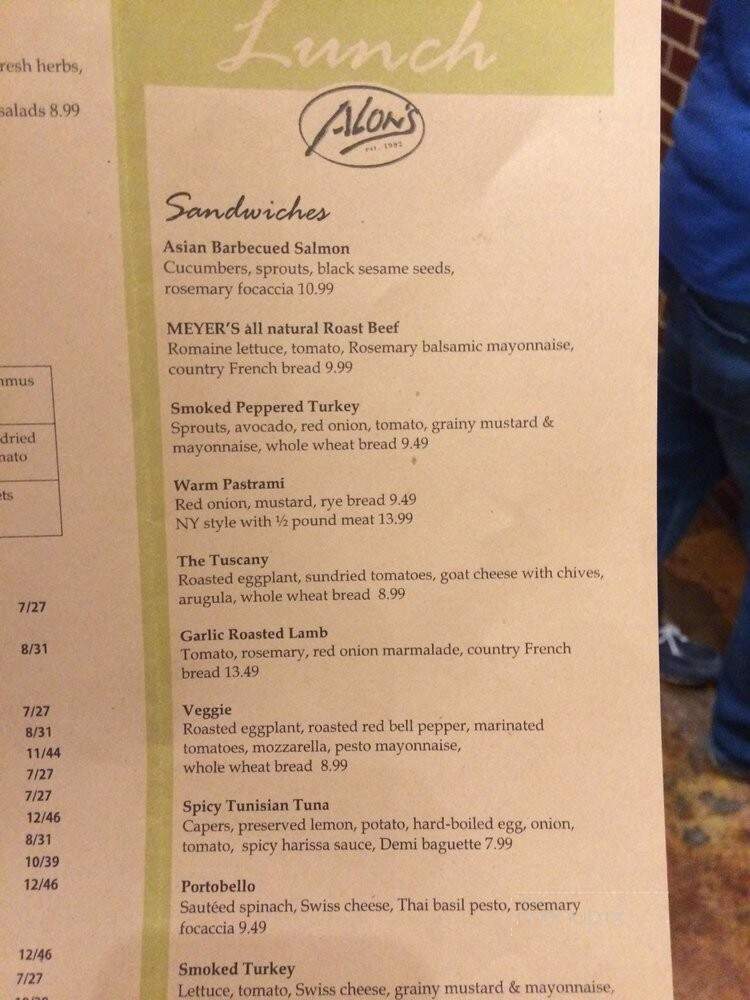 Alon's Bakery - Dunwoody, GA menu_pic