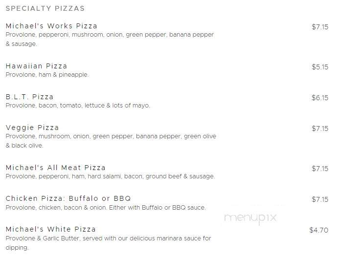 Michael's Pizzeria - Jacksontown, OH menu_pic