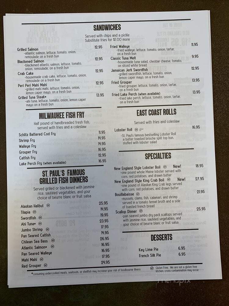 St. Paul Fish Company - Mequon, WI menu_pic