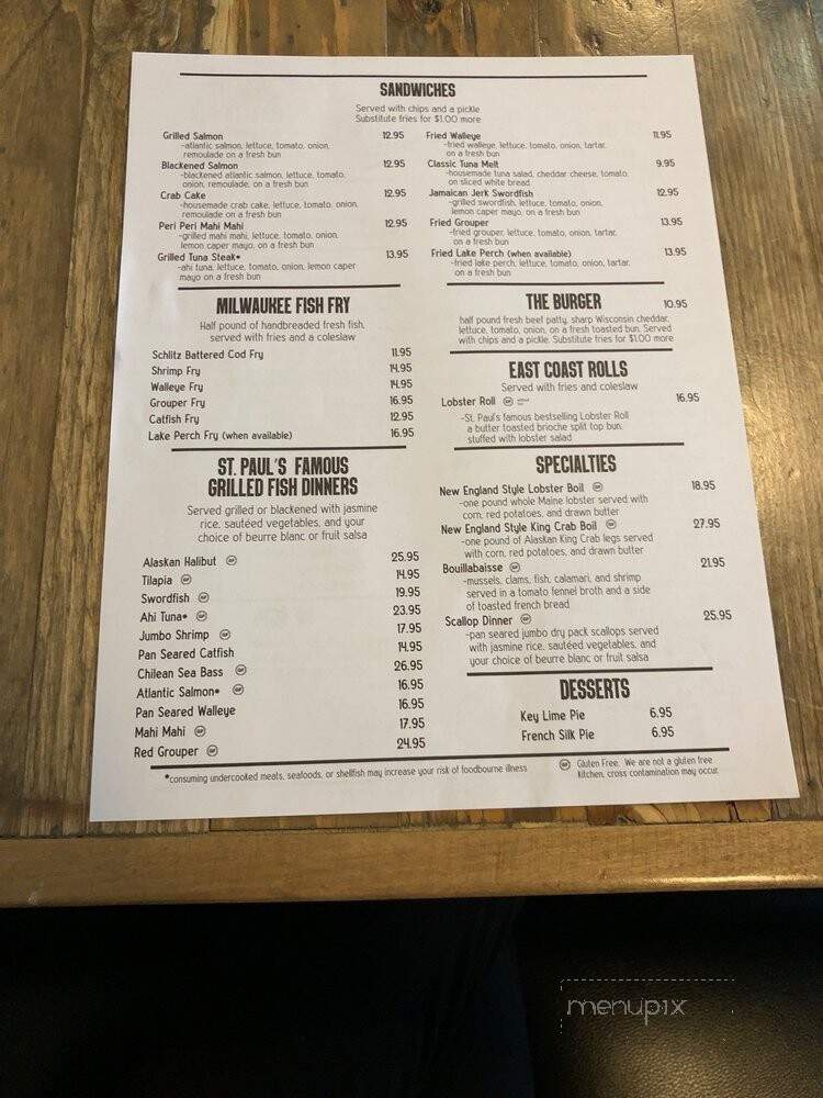 St. Paul Fish Company - Mequon, WI menu_pic