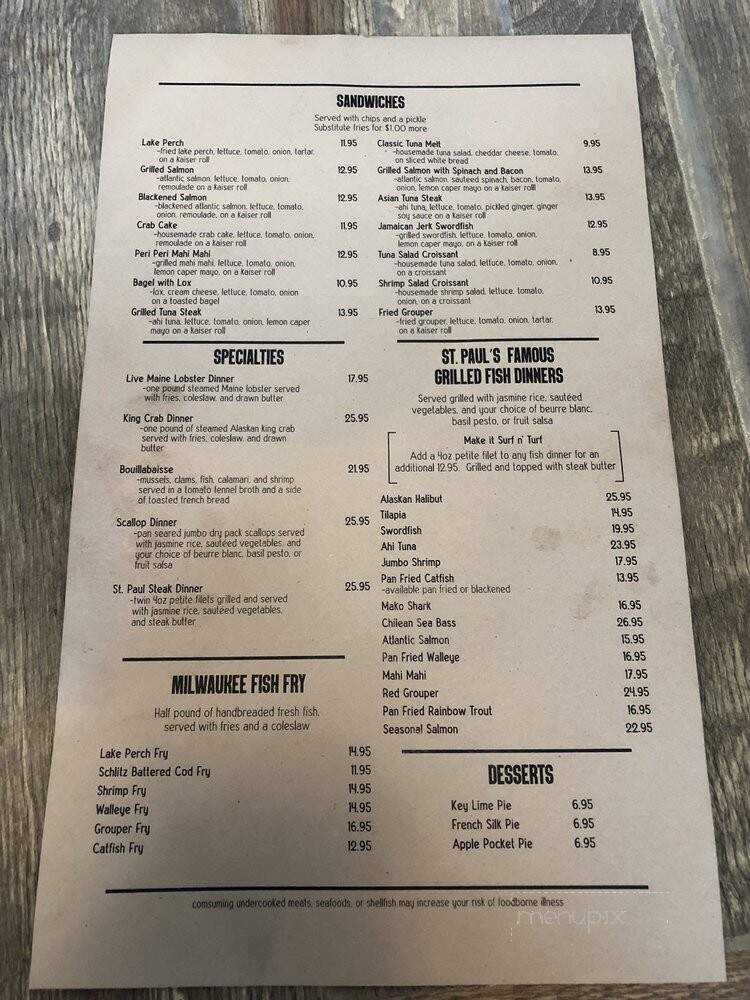 St. Paul Fish Company - Mequon, WI menu_pic