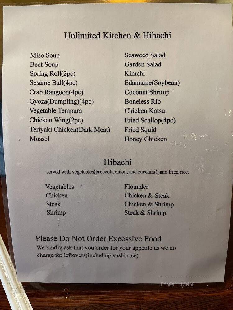 Makino Japanese Buffet - Knoxville, TN menu_pic