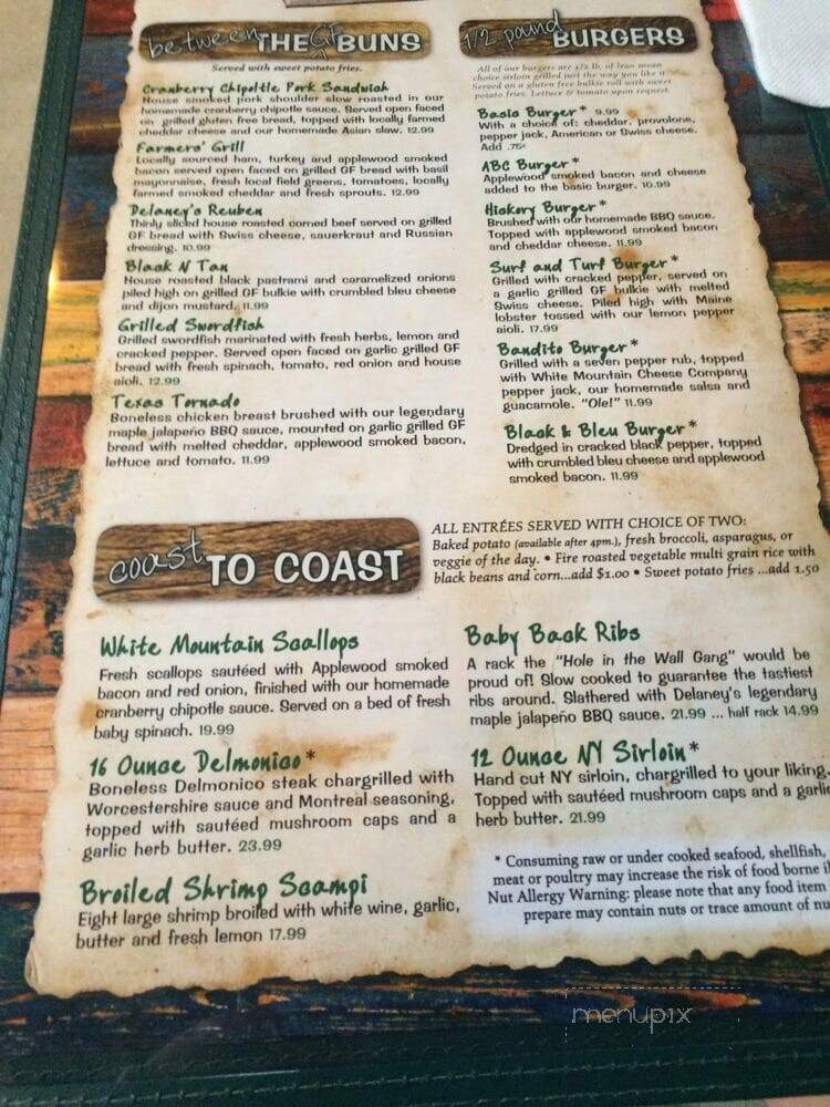 Delaney's Hole In The Wall - North Conway, NH menu_pic
