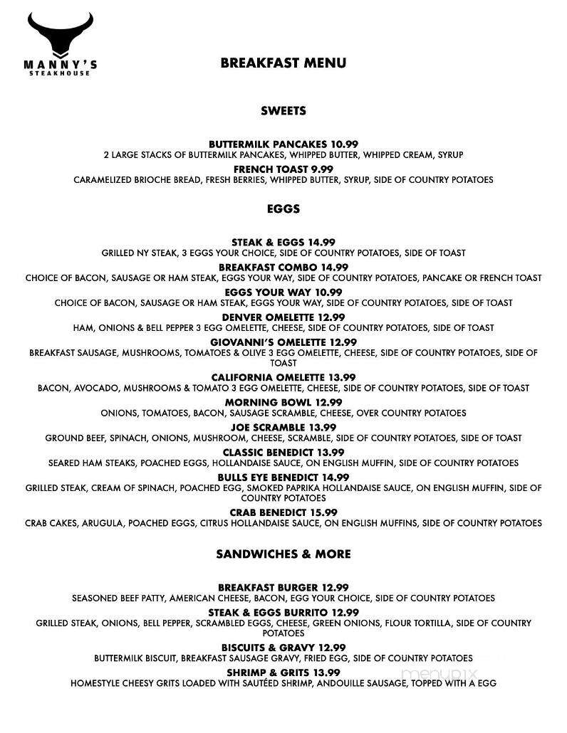 Manny's Steakhouse - Vallejo, CA menu_pic