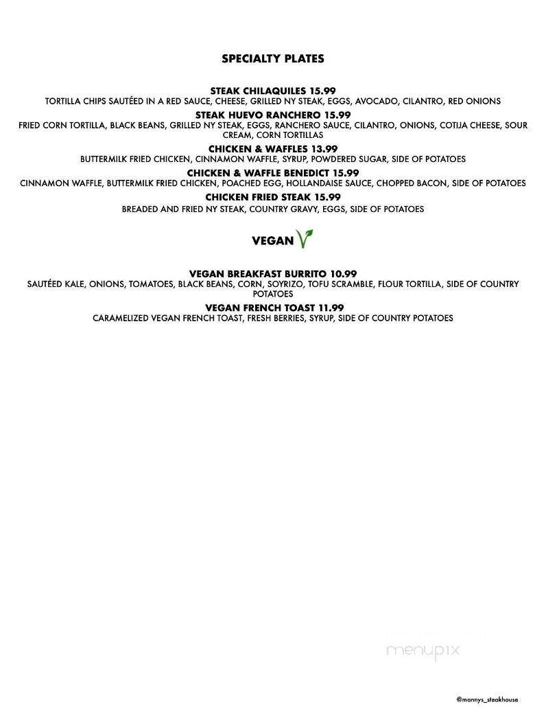 Manny's Steakhouse - Vallejo, CA menu_pic