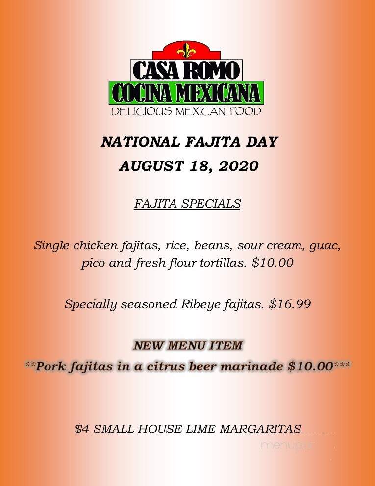 Casa Romo - Ardmore, OK menu_pic