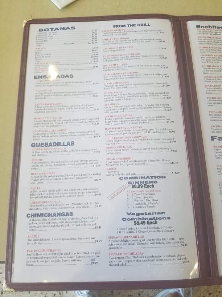 La Bamba Mexican Restaurant - Columbia, LA menu_pic