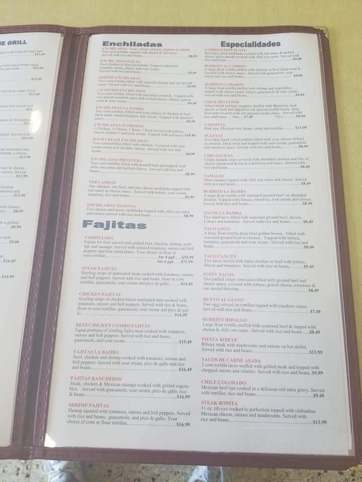 La Bamba Mexican Restaurant - Columbia, LA menu_pic