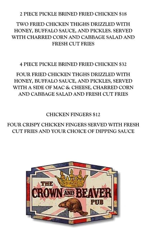 The Crown and Beaver Pub - North Bay, ON menu_pic
