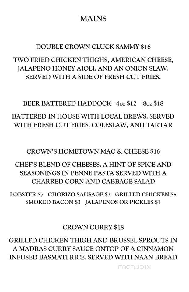 The Crown and Beaver Pub - North Bay, ON menu_pic