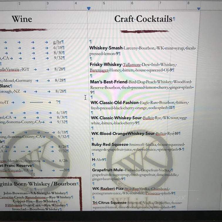 The Whiskey Kitchen - Virginia Beach, VA menu_pic