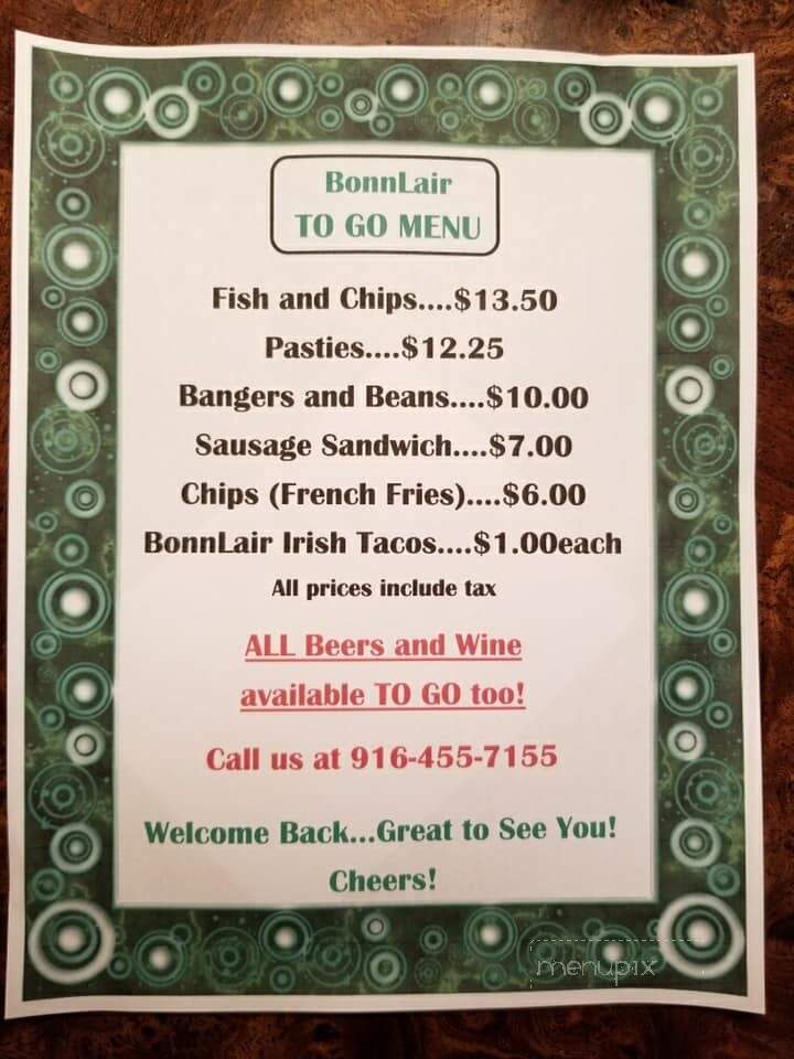Bonn Lair - Sacramento, CA menu_pic