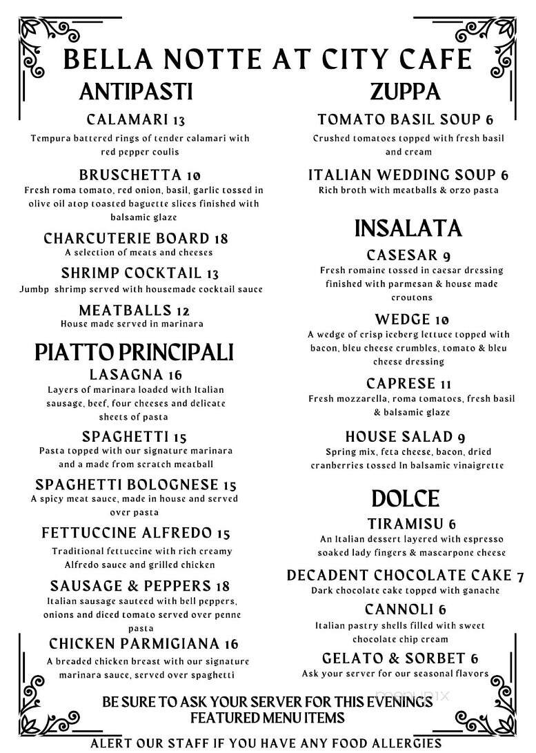 City Cafe - Brentwood, TN menu_pic