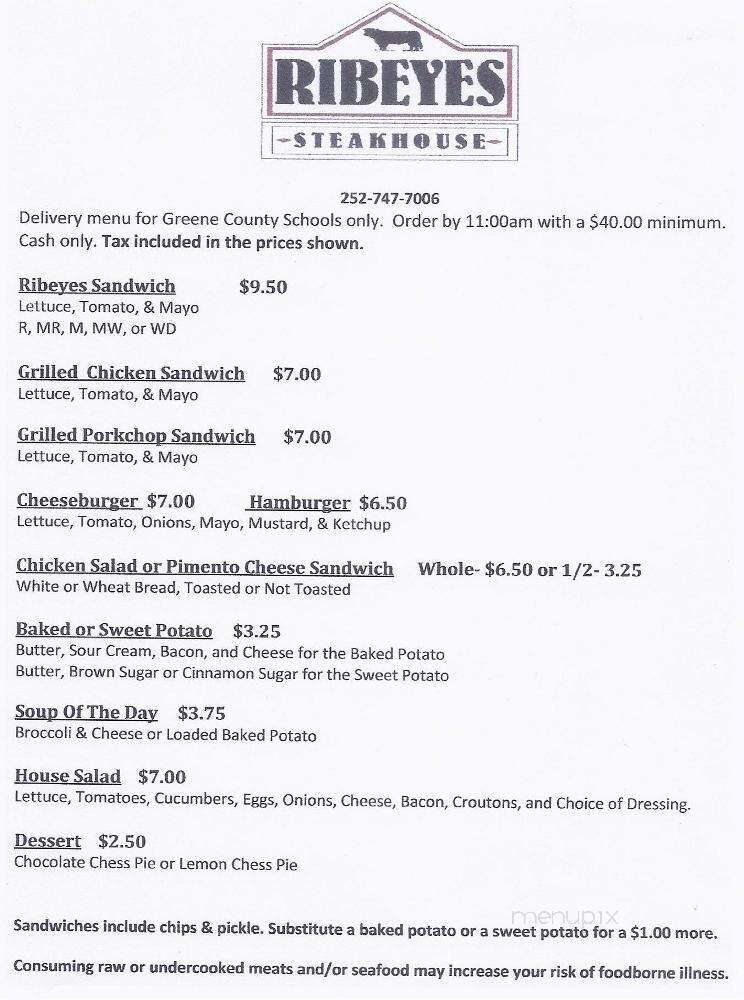 Ribeyes - Snow Hill, NC menu_pic