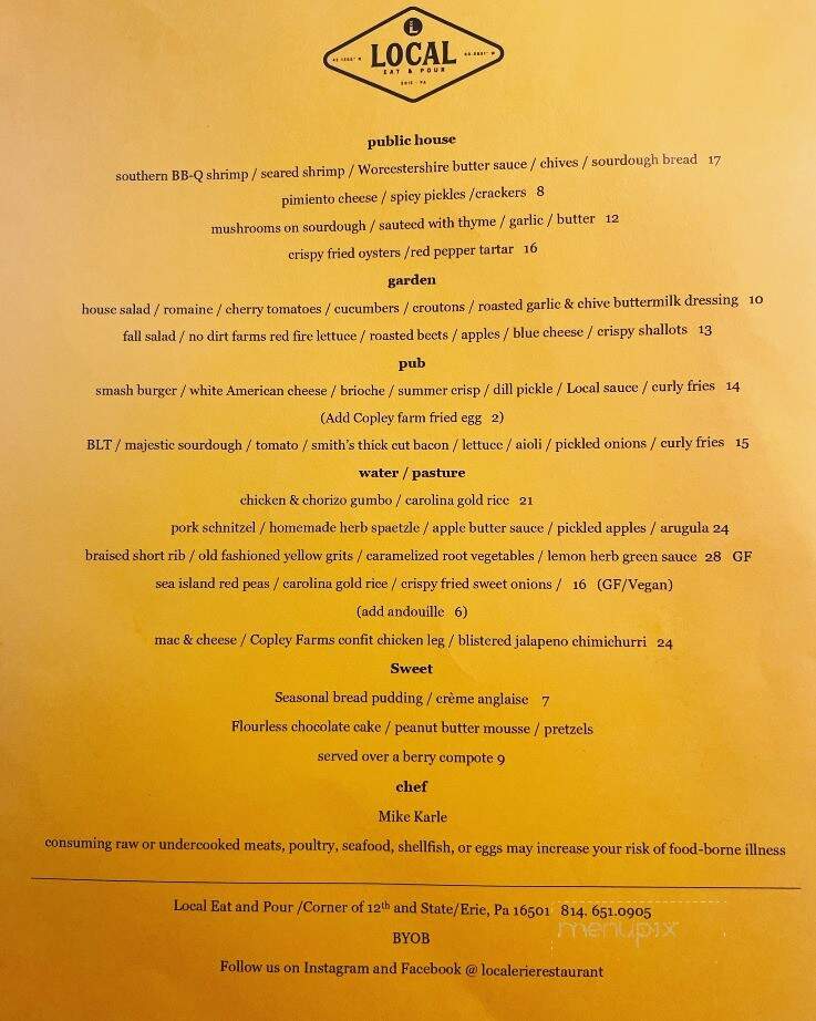 The Local Eat and Pour - Erie, PA menu_pic