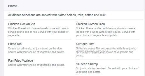 Memories Ballroom - Marathon, WI menu_pic