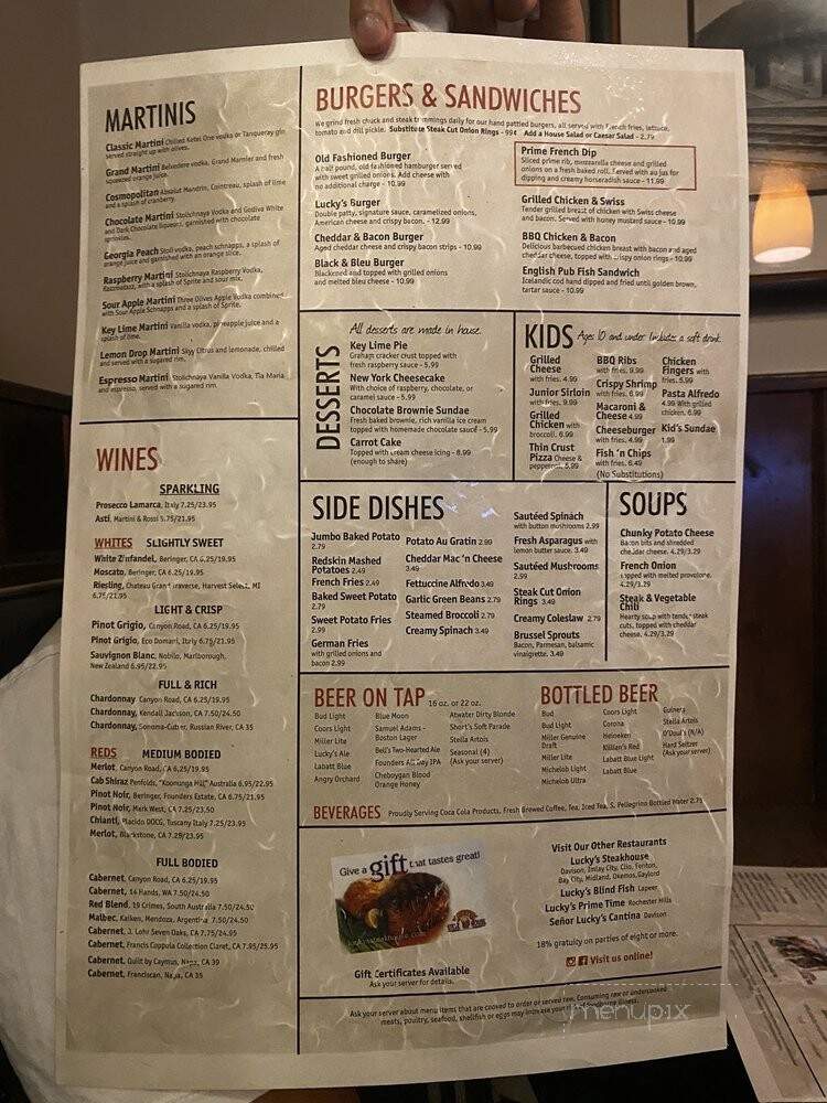 Lucky's Steakhouse - Imlay City, MI menu_pic