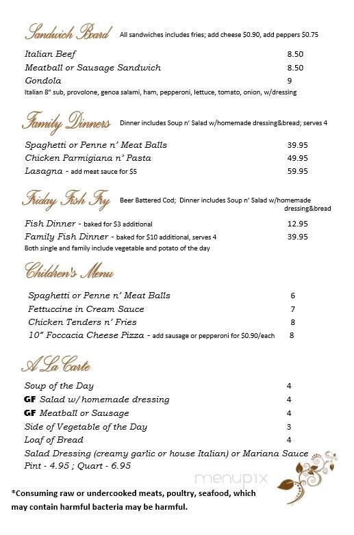 Sweet Aroma Ristorante - Delavan, WI menu_pic