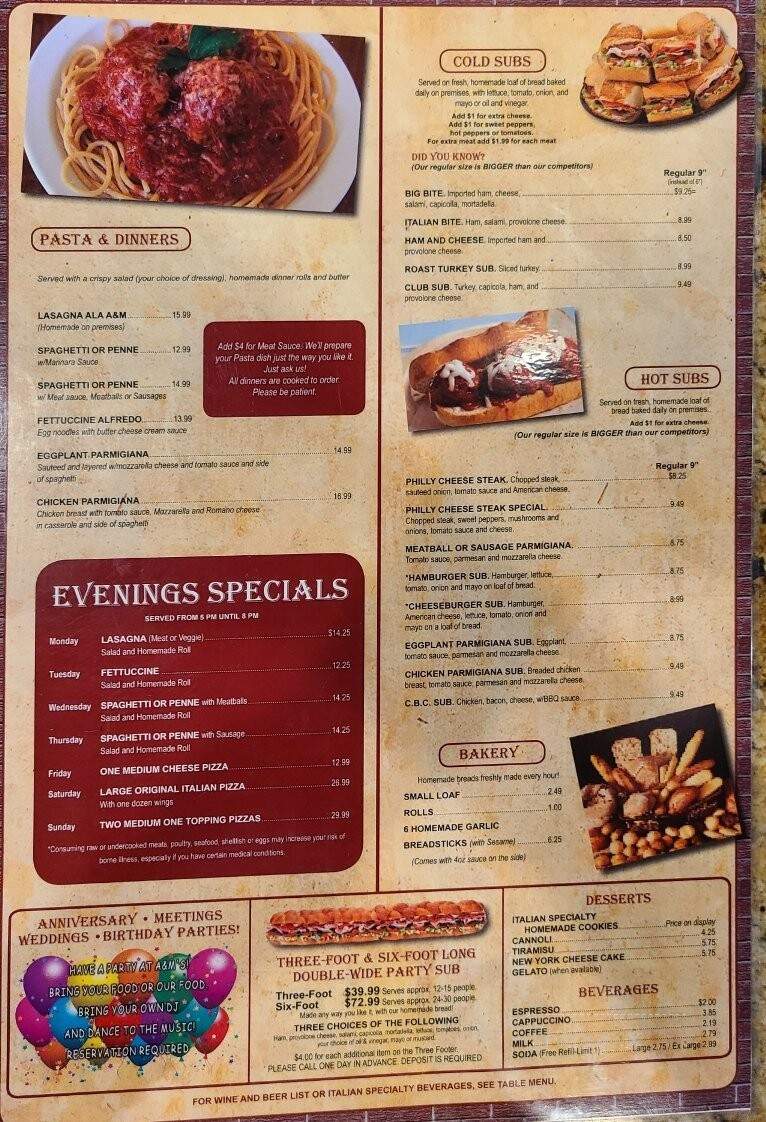 A & M Pizza - Florence, AZ menu_pic